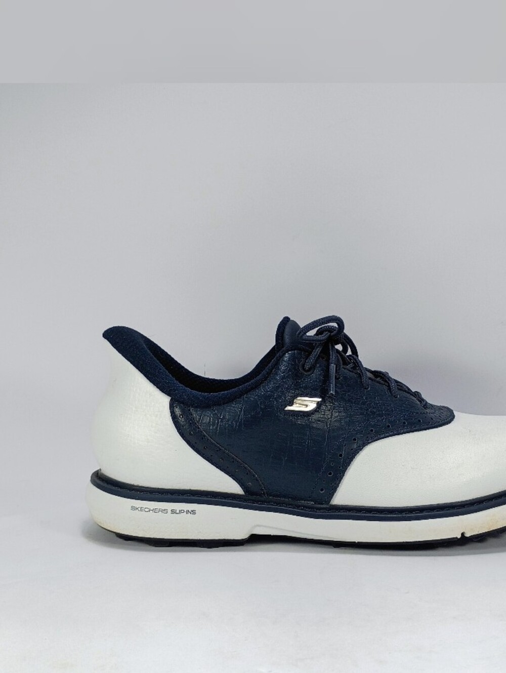 Skechers Slip Ins Go Golf Prestige SL Womens 6.5 White Navy Leather Golf Shoes